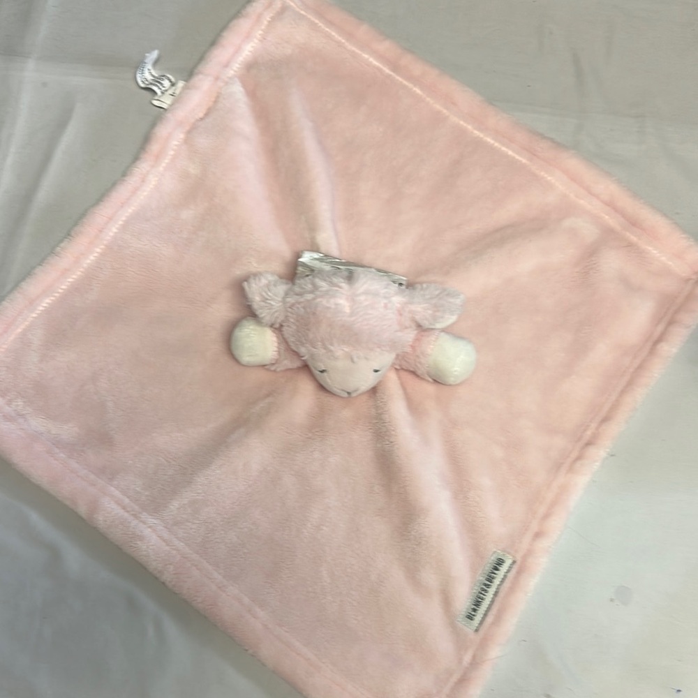 ๐ฅ Blankets & Beyond - NWT - Plush Pink and White Security Blanket with Toy - Picture 2 of 5